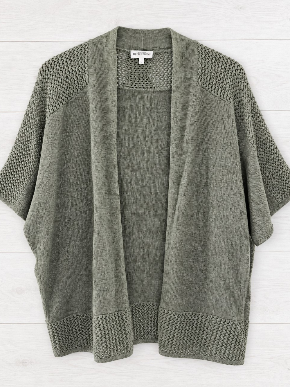 Northern Reflections Olive Open-Front Knit Cardigan